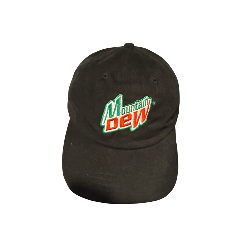 Mountain Dew Black Baseball Cap Hat Embroidered Logo Adjustable Cotton One Size